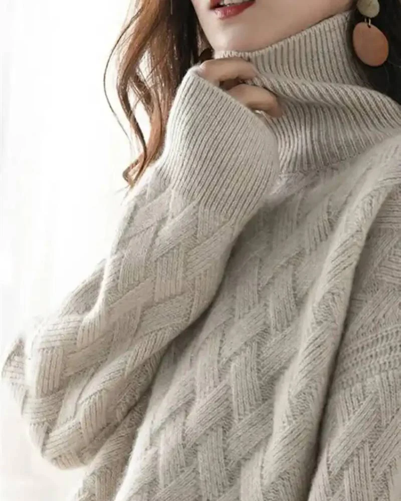 Image of Slouchy Turtleneck Wool Sweater