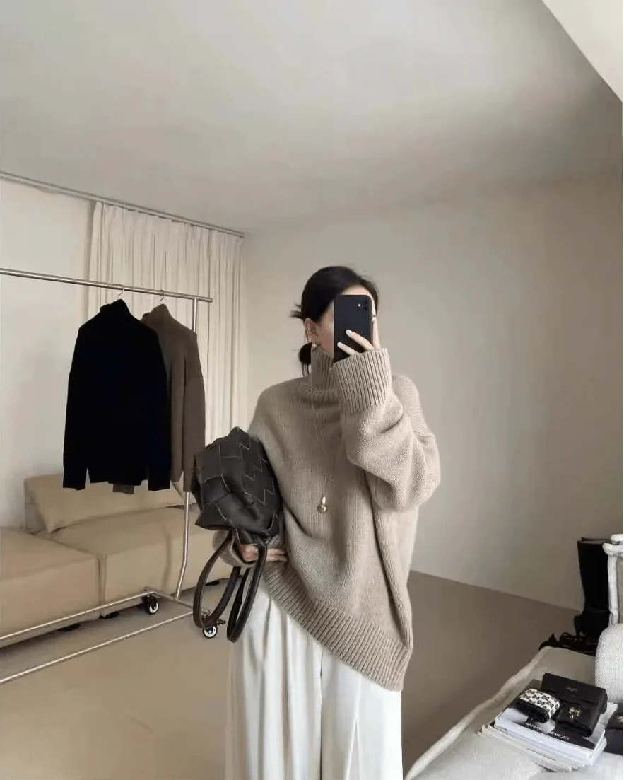 Image of Cashmere Turtleneck Loose Sweater