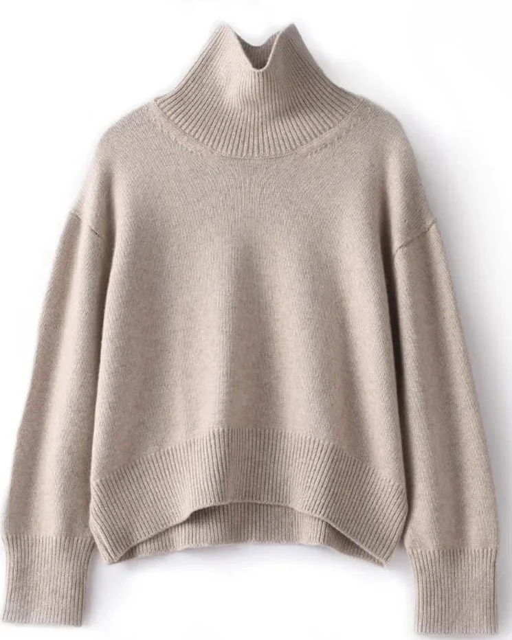 Image of Pure Cashmere Turtleneck Pullover Sweater