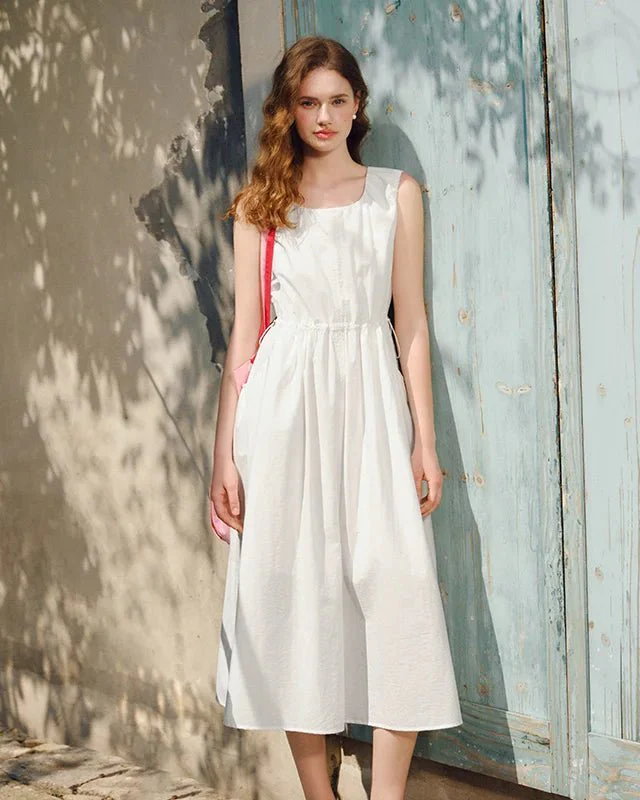 Image of Sleeveless Fashion Waist-Defining Dress