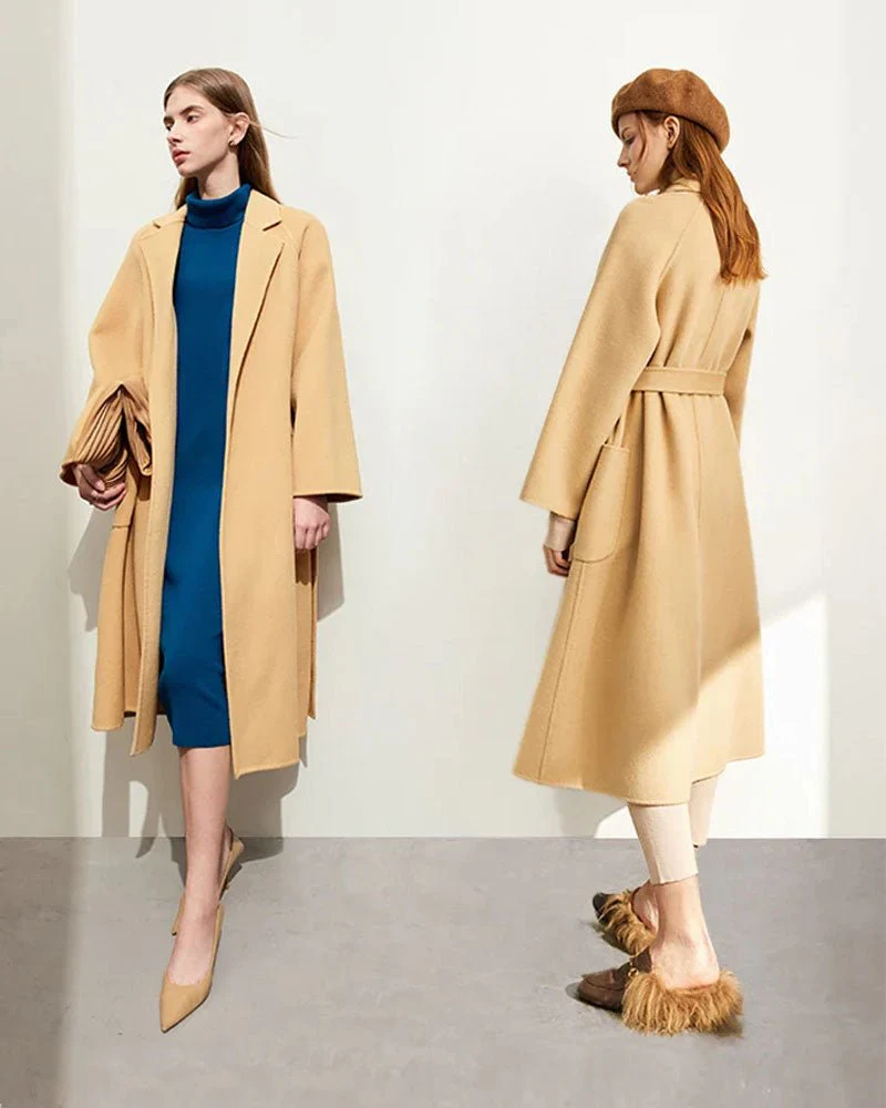 Image of Blazer Collar With Belt Wool Coat