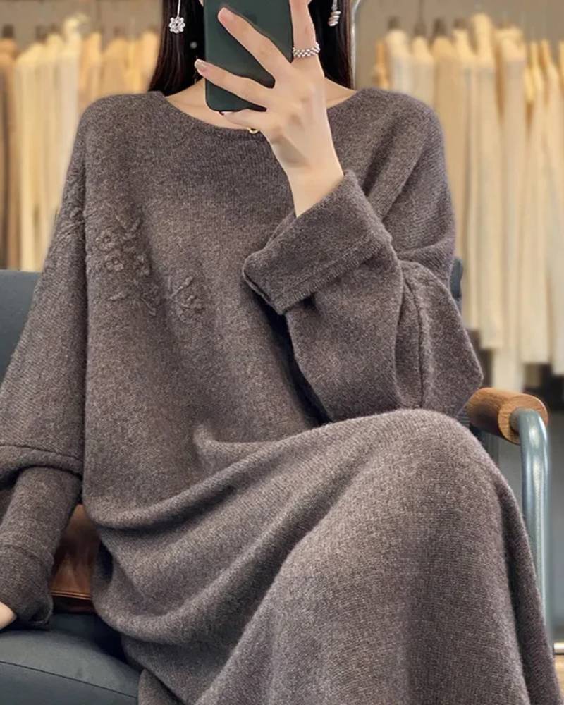Image of Oversized Round-Neck Cashmere Dress