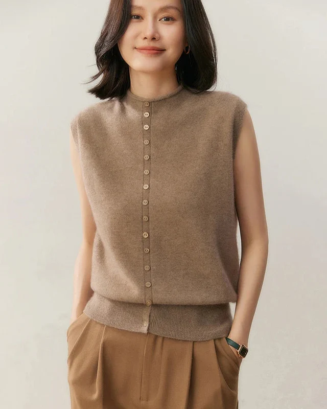 Image of Cashmere Pullover Knitted Sleeveless Sweater Vest