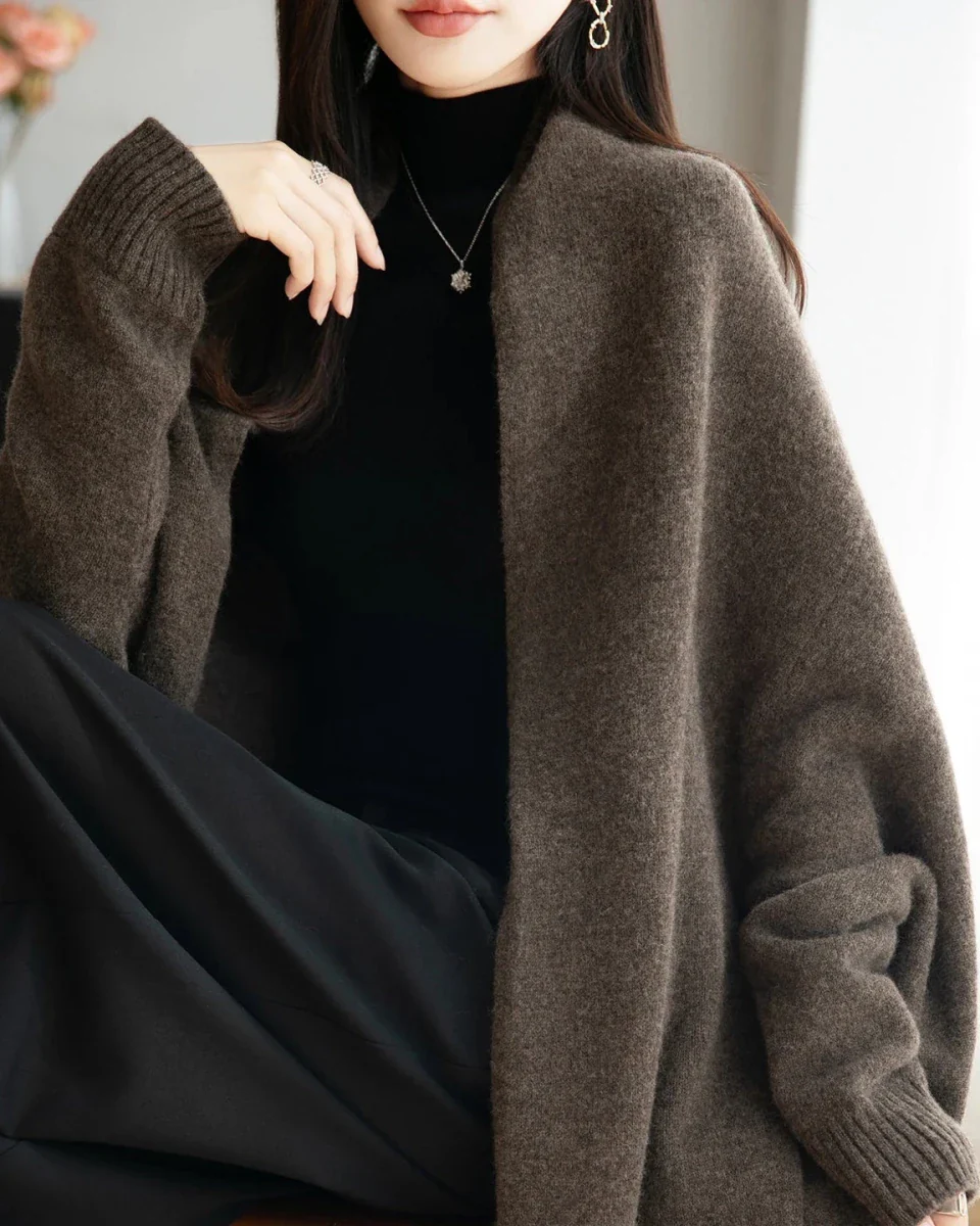 Image of Wool Loose Long-Sleeved Tassel Shawl