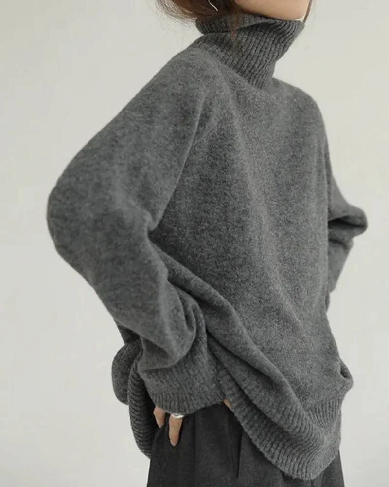 Image of 100% Wool Loose Turtleneck Sweater
