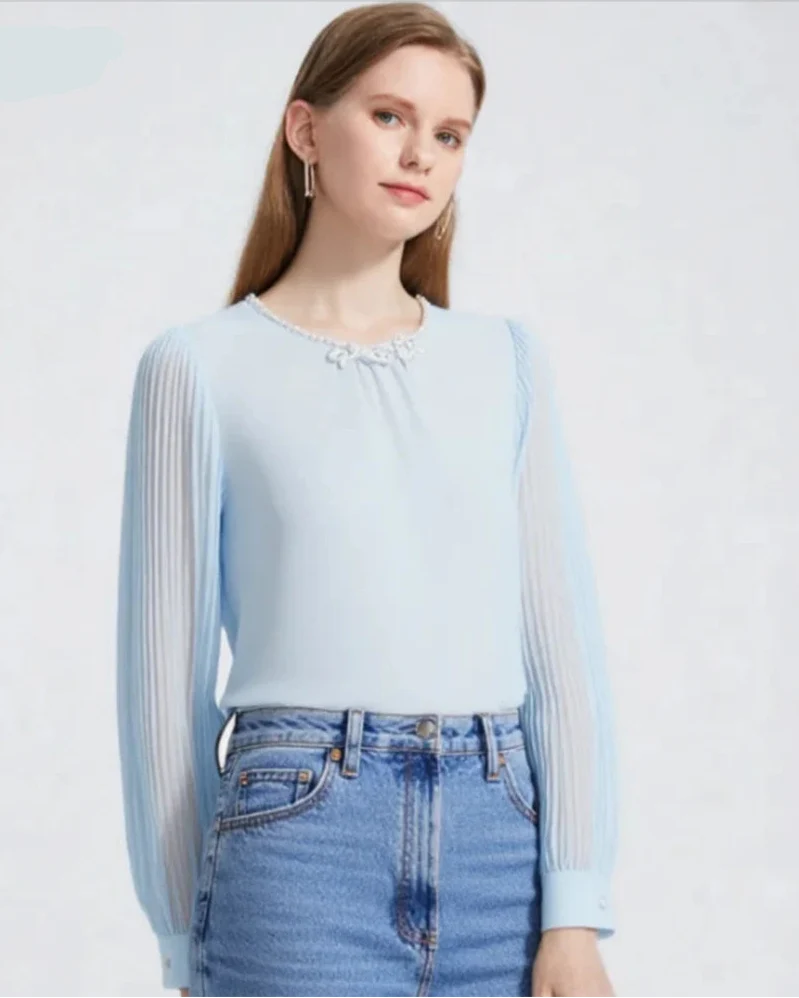Image of Stylish Plus Size Elegant Long-Sleeved Shirt