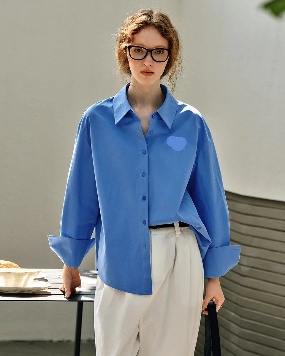 Image of Casual And Versatile Pure Cotton Long-Sleeved Shirt