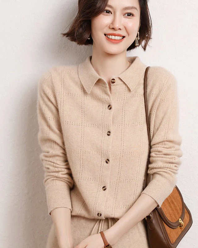 Image of Cashmere Openwork Cardigan Sweater