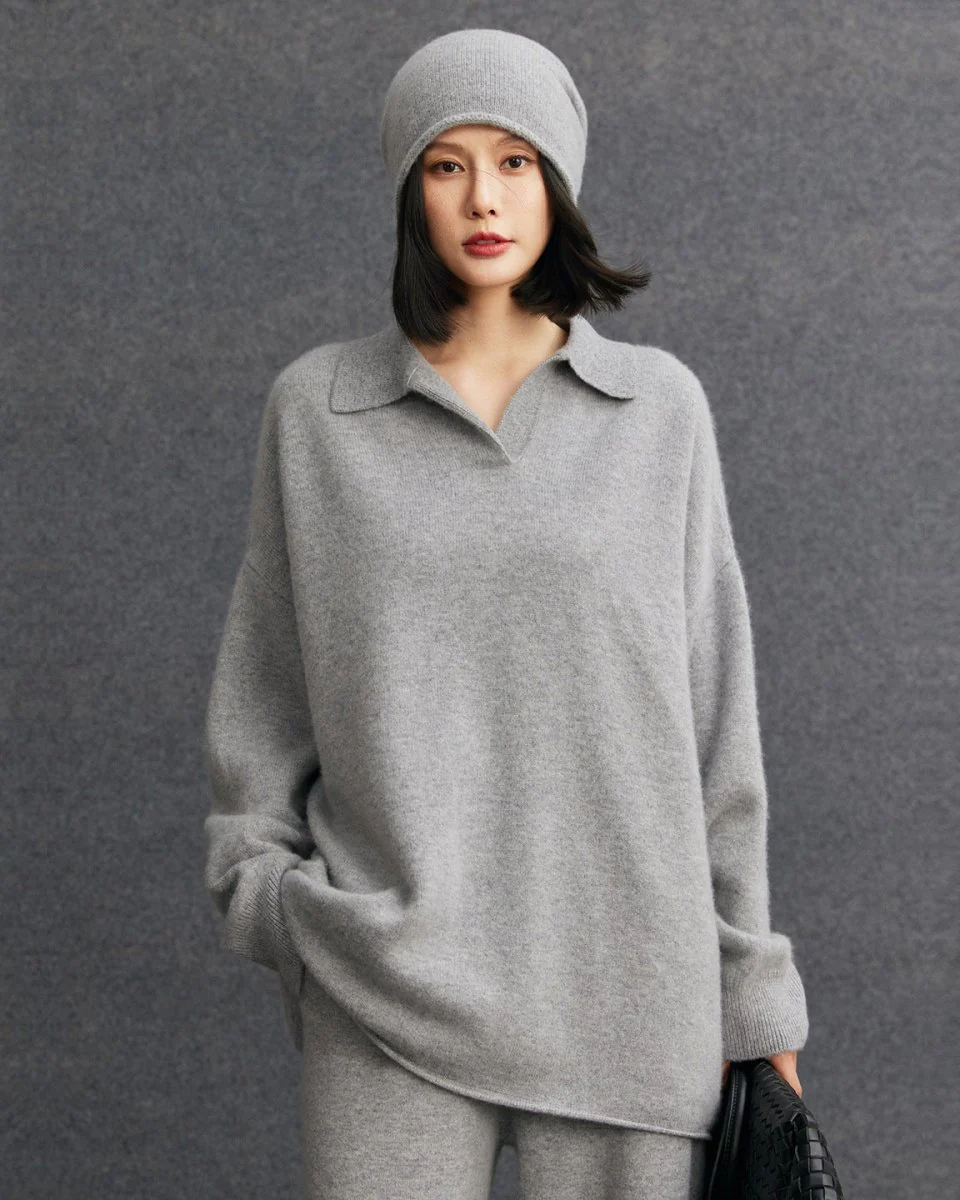 Image of Mid-Length Plus-Size Cashmere Knit Sweater