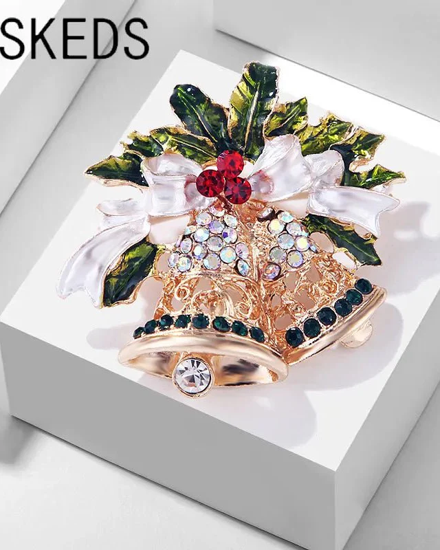Image of Crystal Bell Christmas Brooches