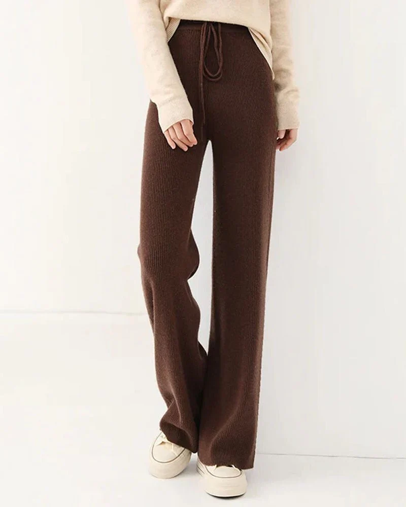 Image of 100% Wool Knitted Straight Leg Pants