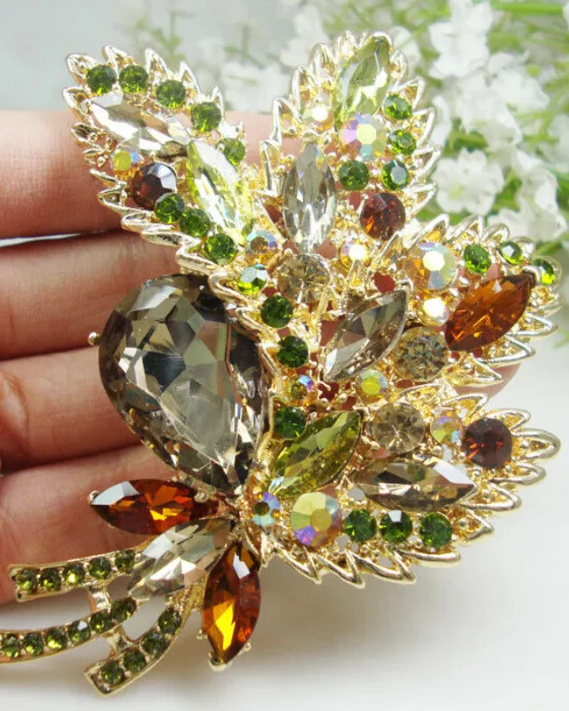 Image of New Vintage Crystal Flower Brooch