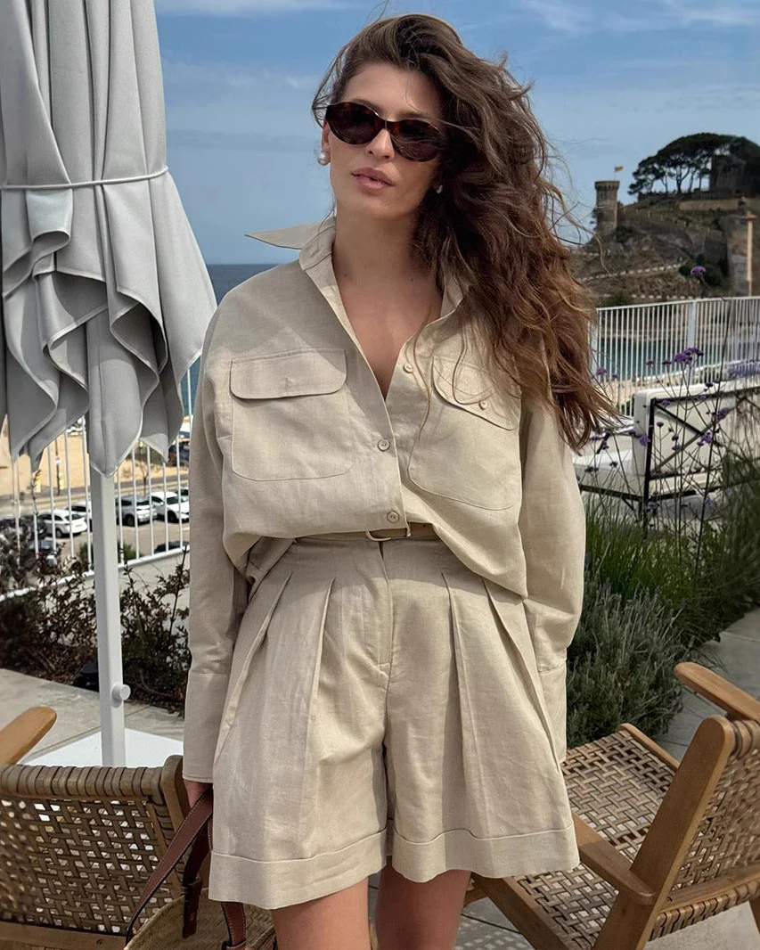 Image of Cotton Loose-Fitting Breathable Casual Suit