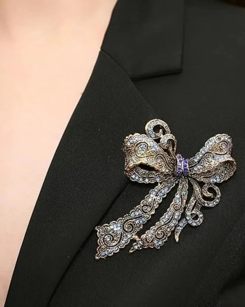 Image of Baroque Rhinestone Bow Brooch