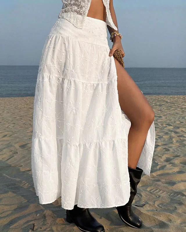Image of Elegant High-Waisted Slit Skirt