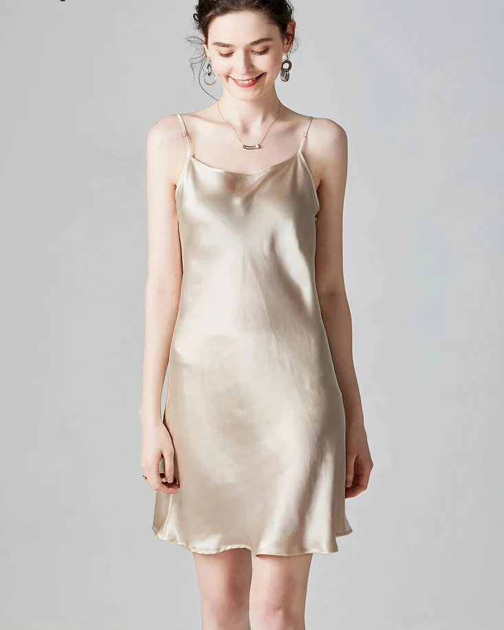 Image of Silk Sleeveless Mini Slip Dress