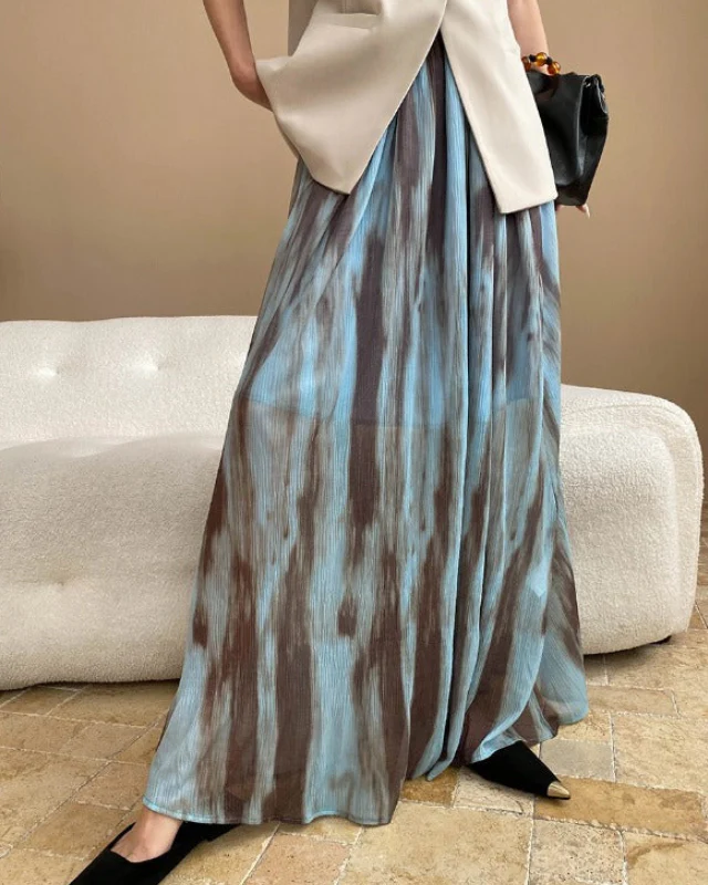 Image of Ink Painting Retro High-Waisted Skirt