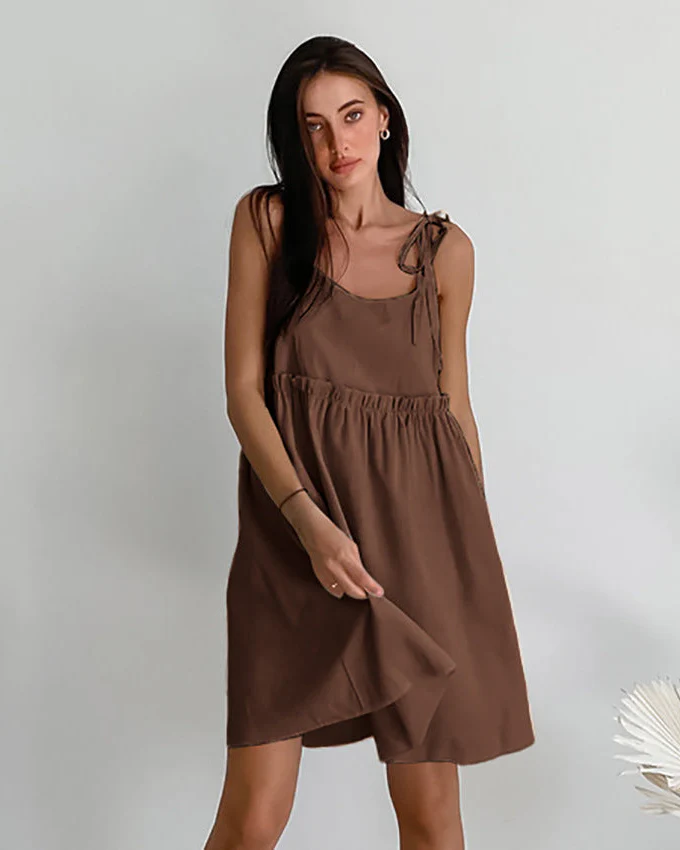 Image of Loose-Fitting Cotton Linen Sundress