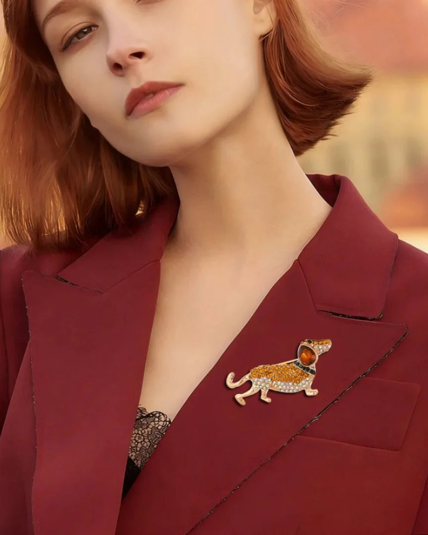 Image of Exquisite Baroque-Style Puppy Brooch