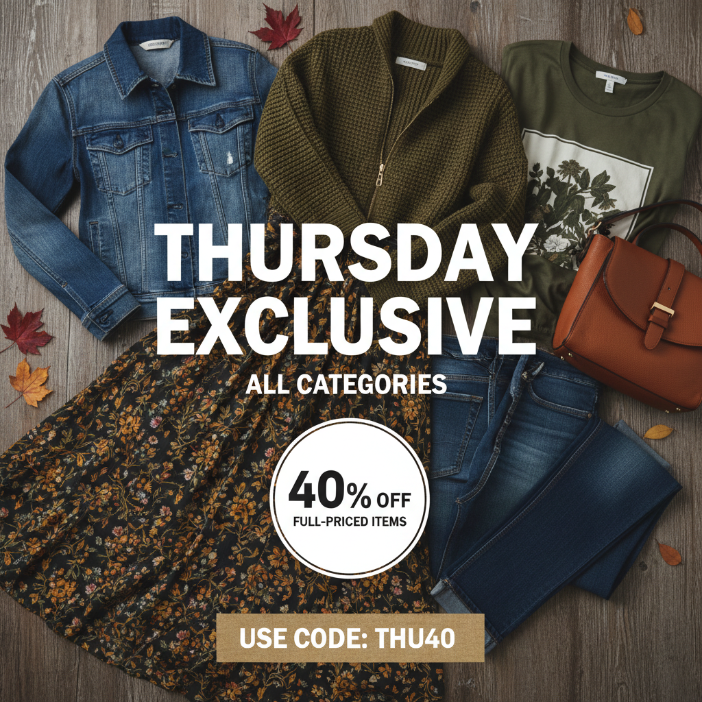 Thursday Exclusive sale: 40% off full-priced items with code THU40.