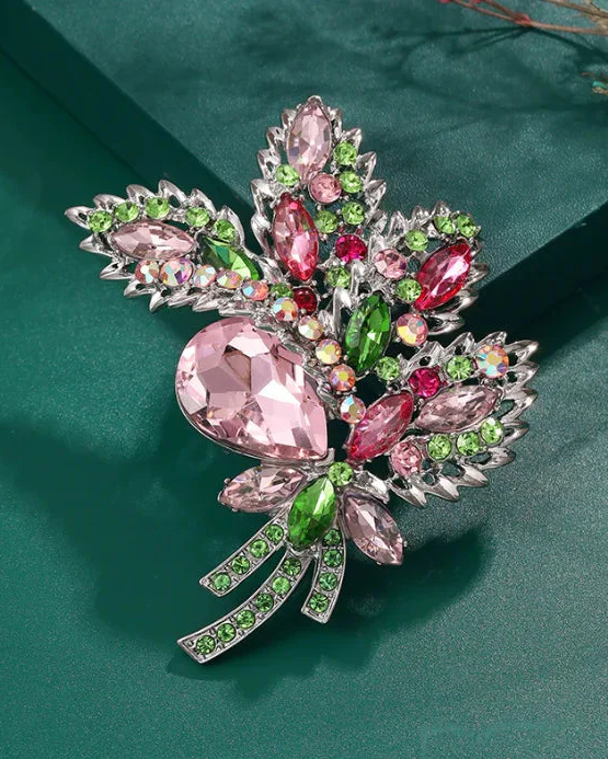 Image of New Vintage Crystal Flower Brooch