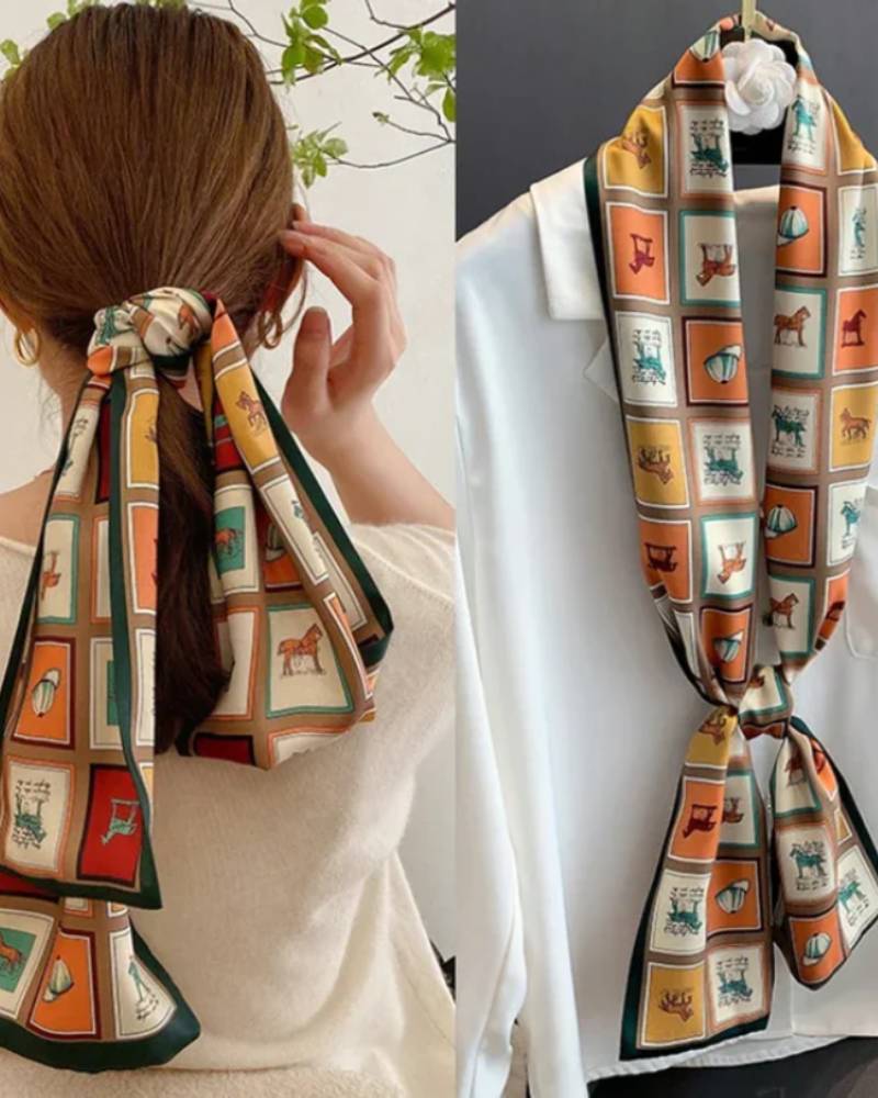 Image of Printed Long Silk Scarf