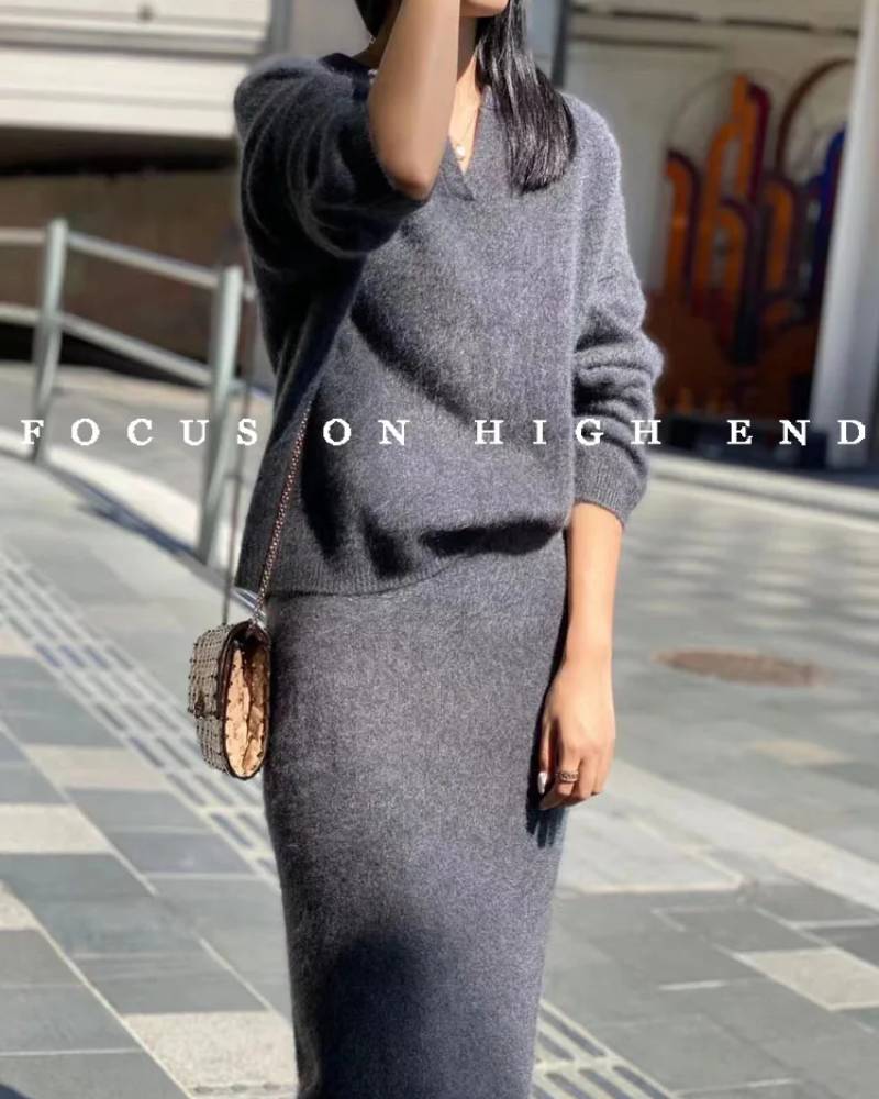 Image of Solid Sweater And Skirt Set