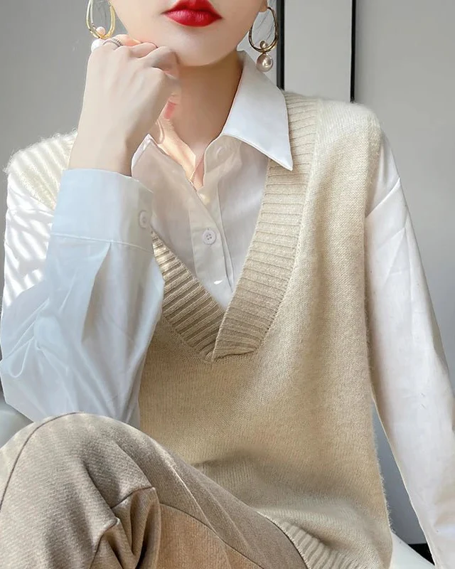 Image of V-Neck Cashmere Knit Vest