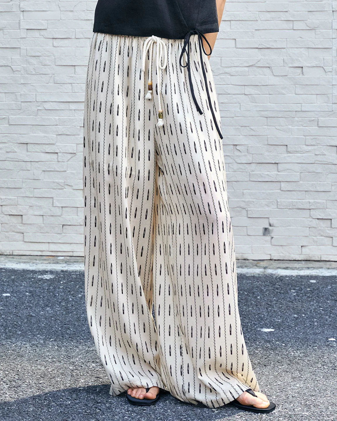 Image of Tencel Linen Loose Straight-Leg Pants