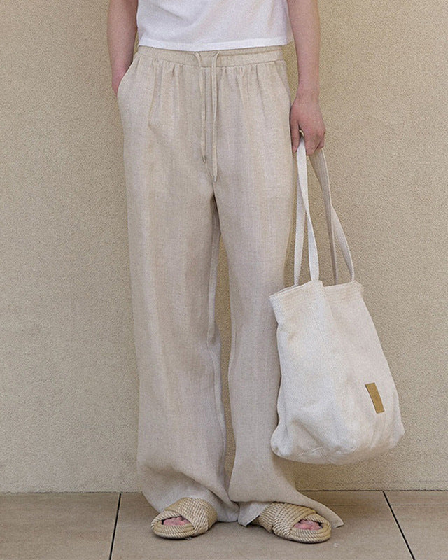 Image of Loose Linen Straight-Leg Pants