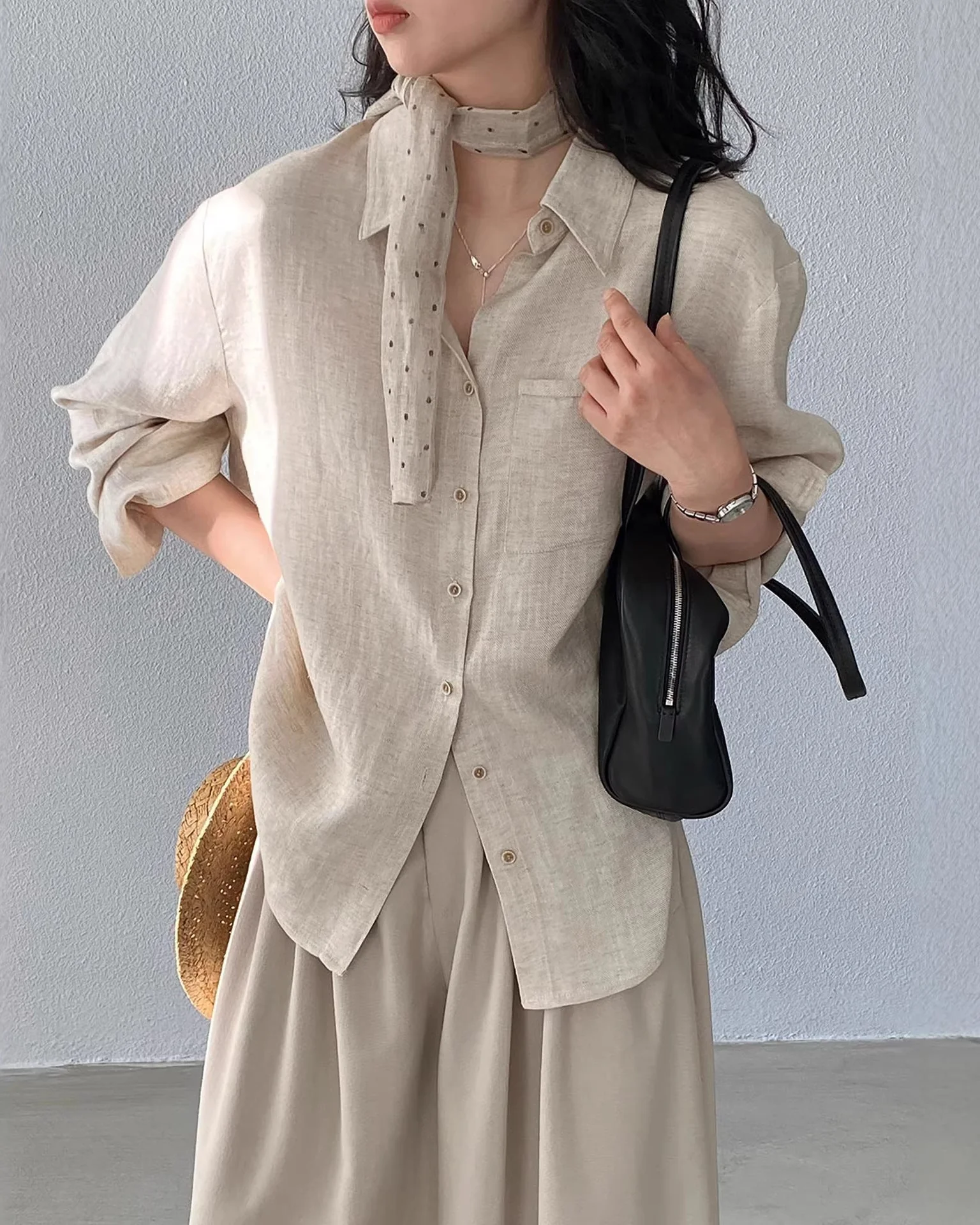 Image of Loose-Fit Linen-Blend Button-Down Shirt