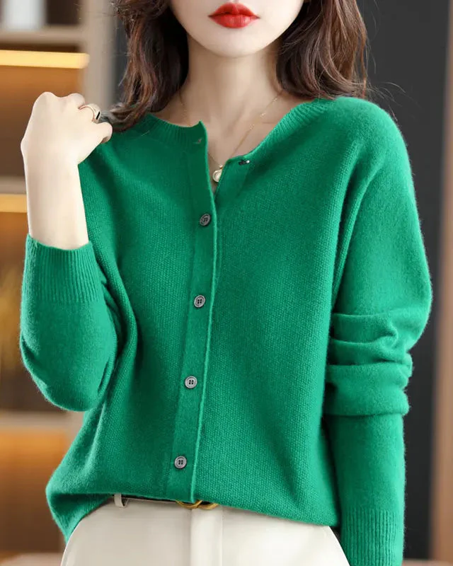 Image of Merino Wool Crew Neck Cardigan
