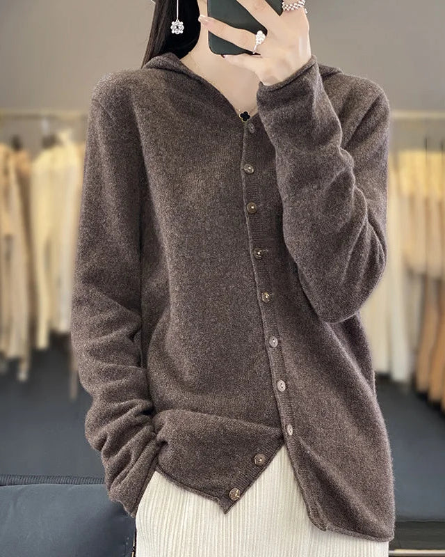 Image of Merino Wool Hooded Cardigan