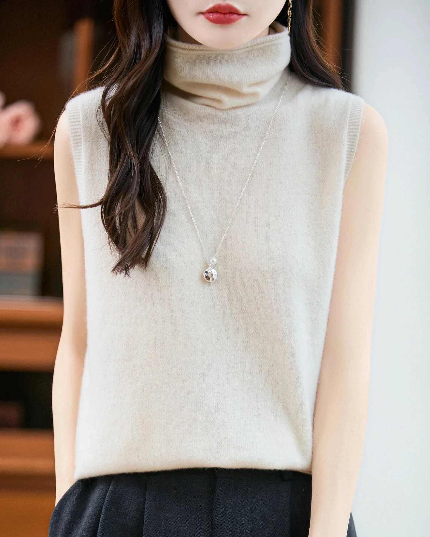 Image of Merino Wool Turtleneck Sweater Vest