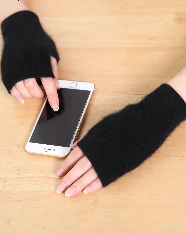 Image of Raccoon Wool Fingerless Thumb Hole Gloves