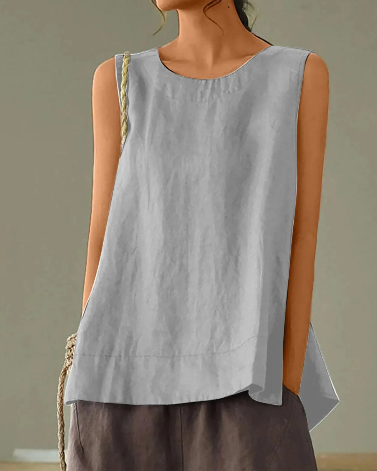 Image of Effortless Woven Sleeveless Layering Vest