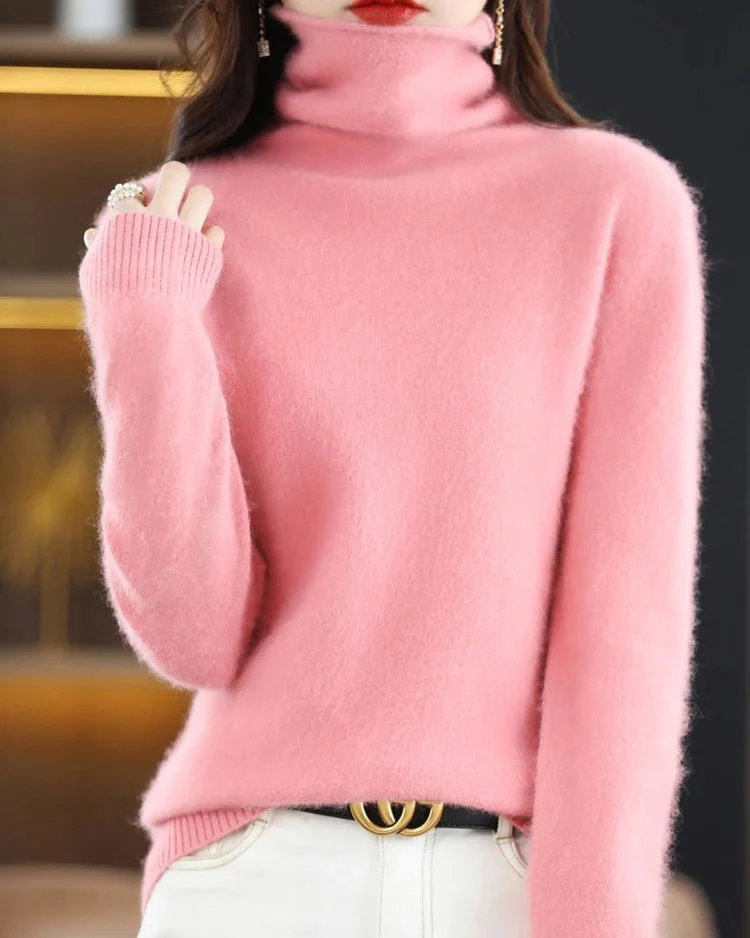 Image of Pure Mink Cashmere Turtleneck Sweater