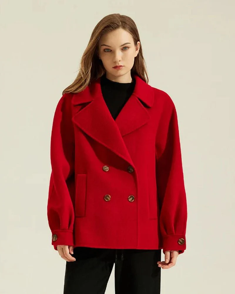 Image of Short Double-Faced Wool Coat