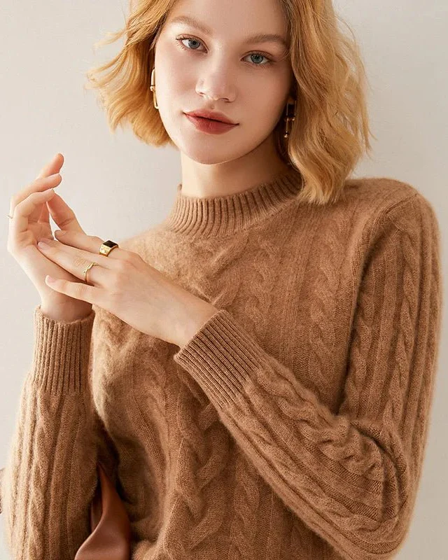 Image of Cable Knit O-neck Wool Sweater