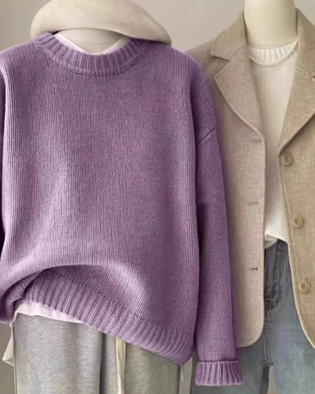 Image of Soft Waxy Round Neck Cashmere Sweater