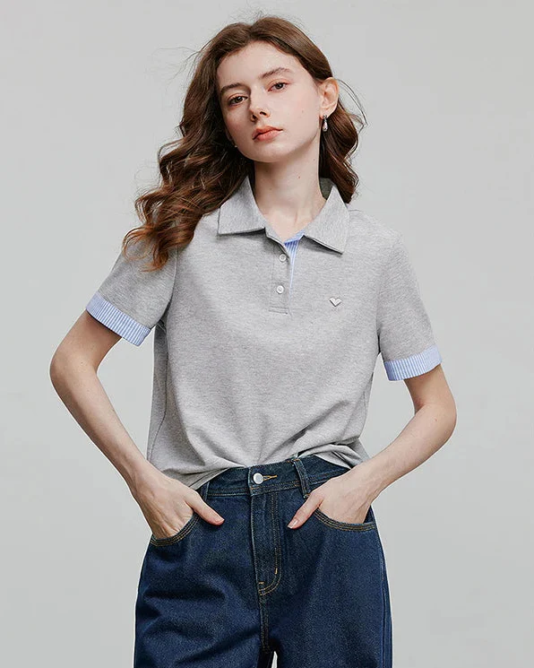 Image of Embroidered Piqué Short Sleeve Top