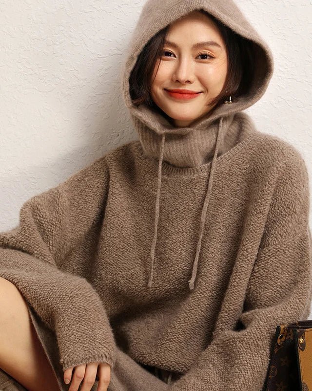 Image of Pure Cashmere Knitted Fashion Scarf And Hat