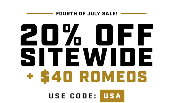 20% off Sitewide + $40 Romeos! Use code USA at checkout.