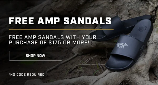 Free AMP Sandals with Purchase of $175 or More!
