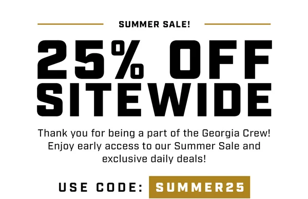 25% Off Sitewide for Georgia Crew members only! Use code SUMMER25 at checkout.