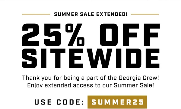 25% Off Sitewide for Georgia Crew members only! Use code SUMMER25 at checkout.