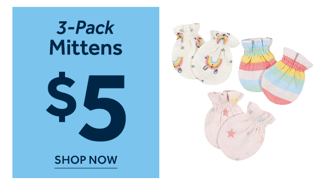 3-Pack Baby Girls Rainbow No Scratch Mittens