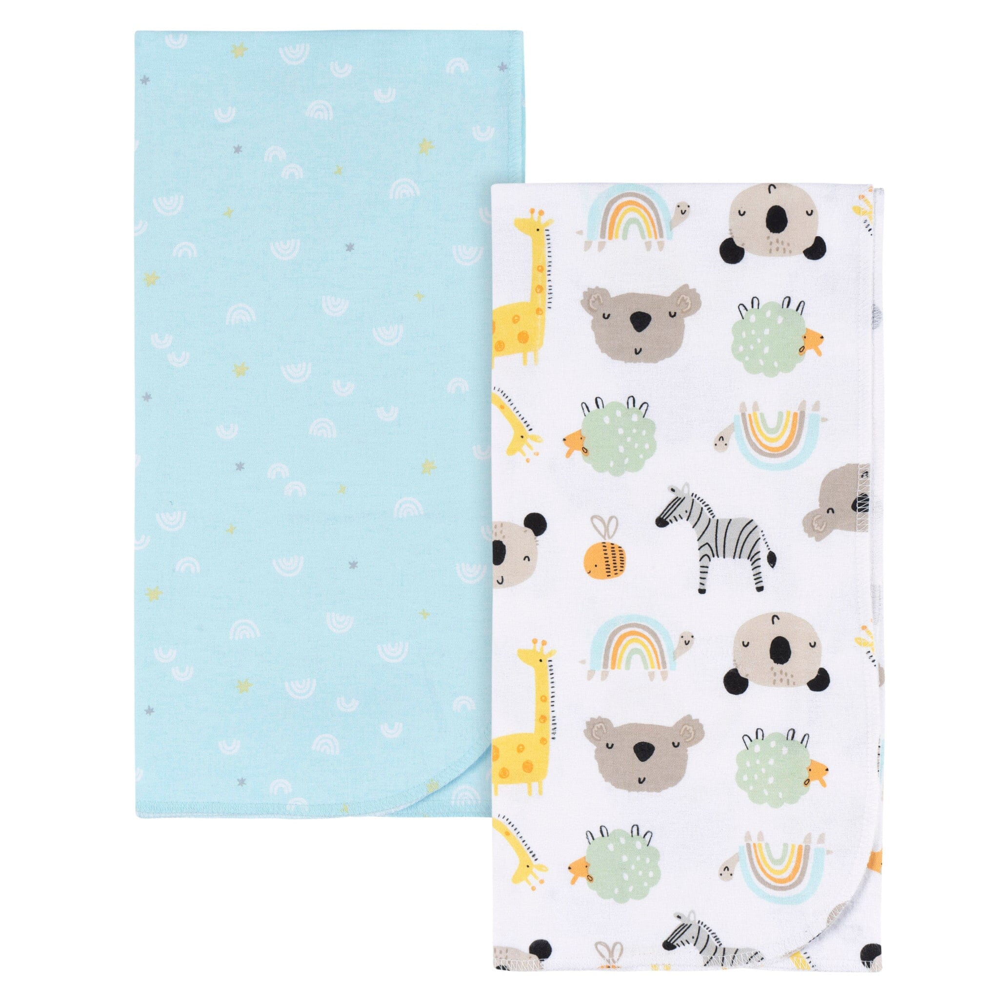 2-Pack Baby Neutral Little Animals Flannel Blankets