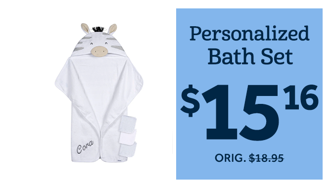 Embroidered 4-Piece Baby Neutral Zebra Towel & Washcloths
