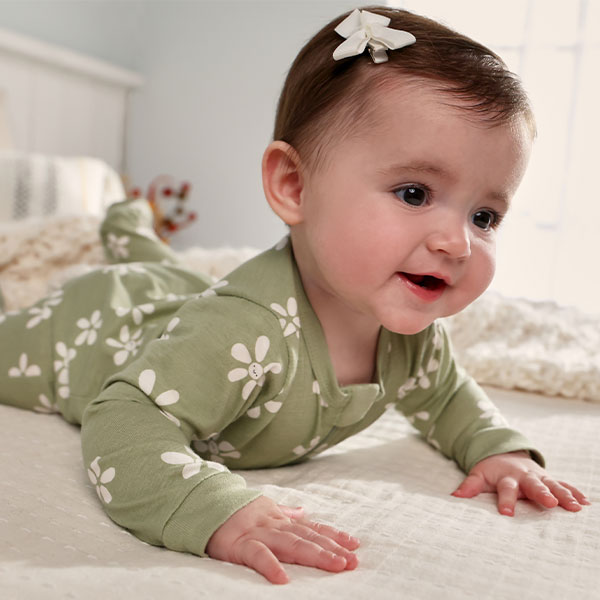 Baby Girls White Flowers Sleep 'N Play 